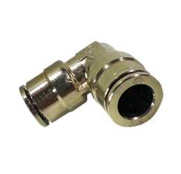 1/4 Coupling Elbow - Push Lock Rated for 1500PSI Nickel Plated Brass used for our misting system to go around corners. Can be bused with Low, Mid, And High-Pressure Systems_mistcooling.com.