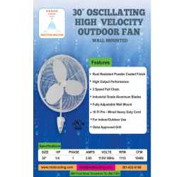 Outdoor Fan - 30 Inch - White - Fan Only