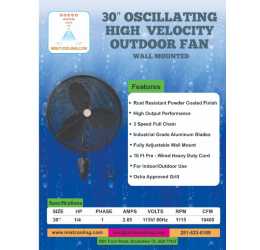 Outdoor Fan - 30 Inch - Black - Fan Only